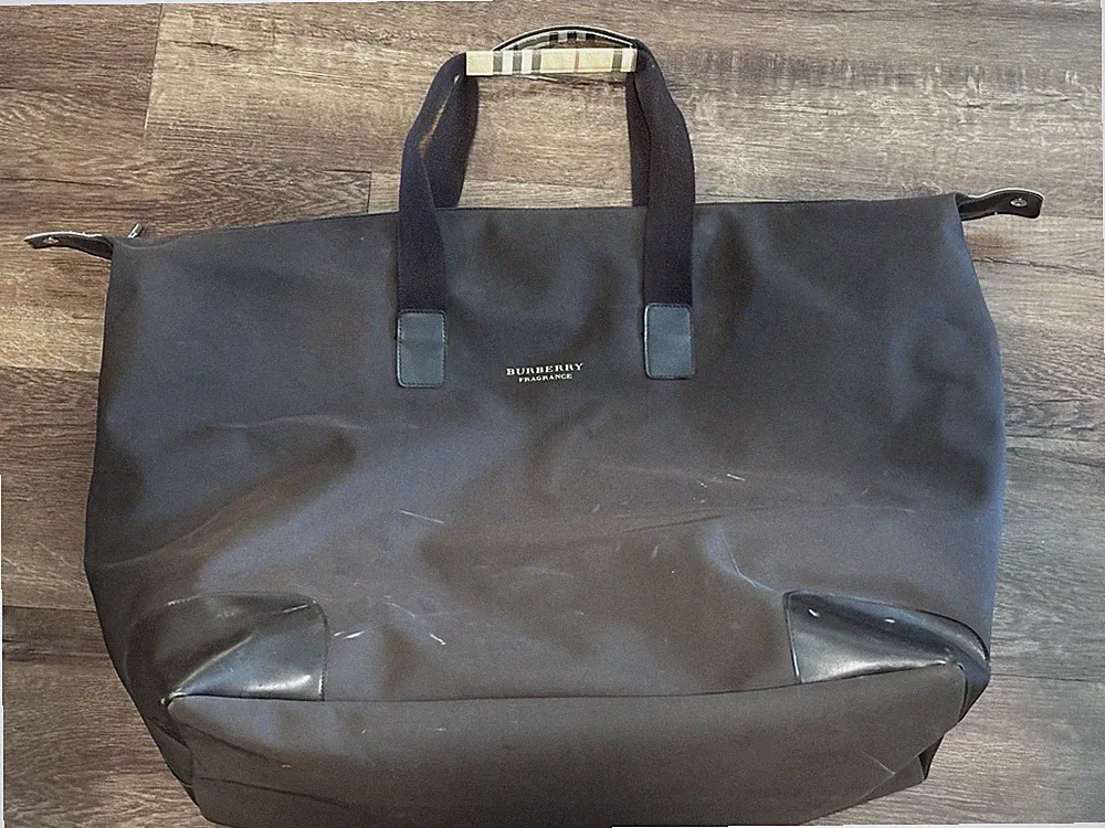 BURBERRY FRAGRANCE Dark Brown Nylon w/Novacheck Trim Weekender Duffle Ba