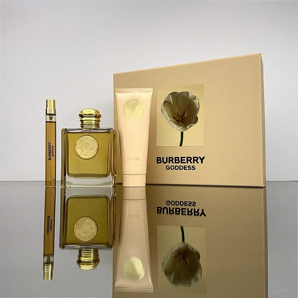 Burberry GODDESS 3pc Women Set 3.3oz EDP Spr + 10ml Travel Spr + 2.5oz B/Lotion